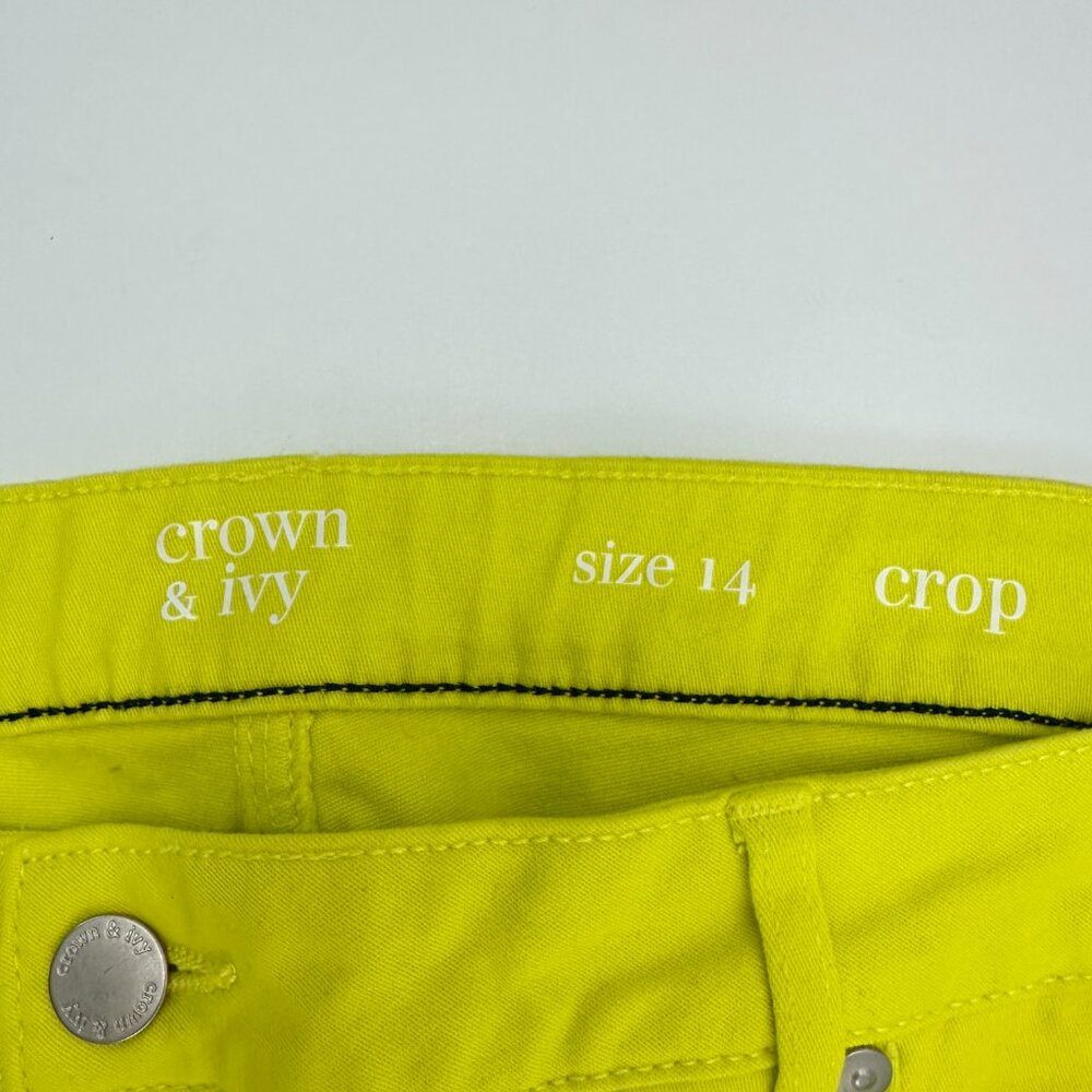 Crown & Ivy Crop Women's size 14 Neon Yellow Denim jeans - Picture 3 of 5